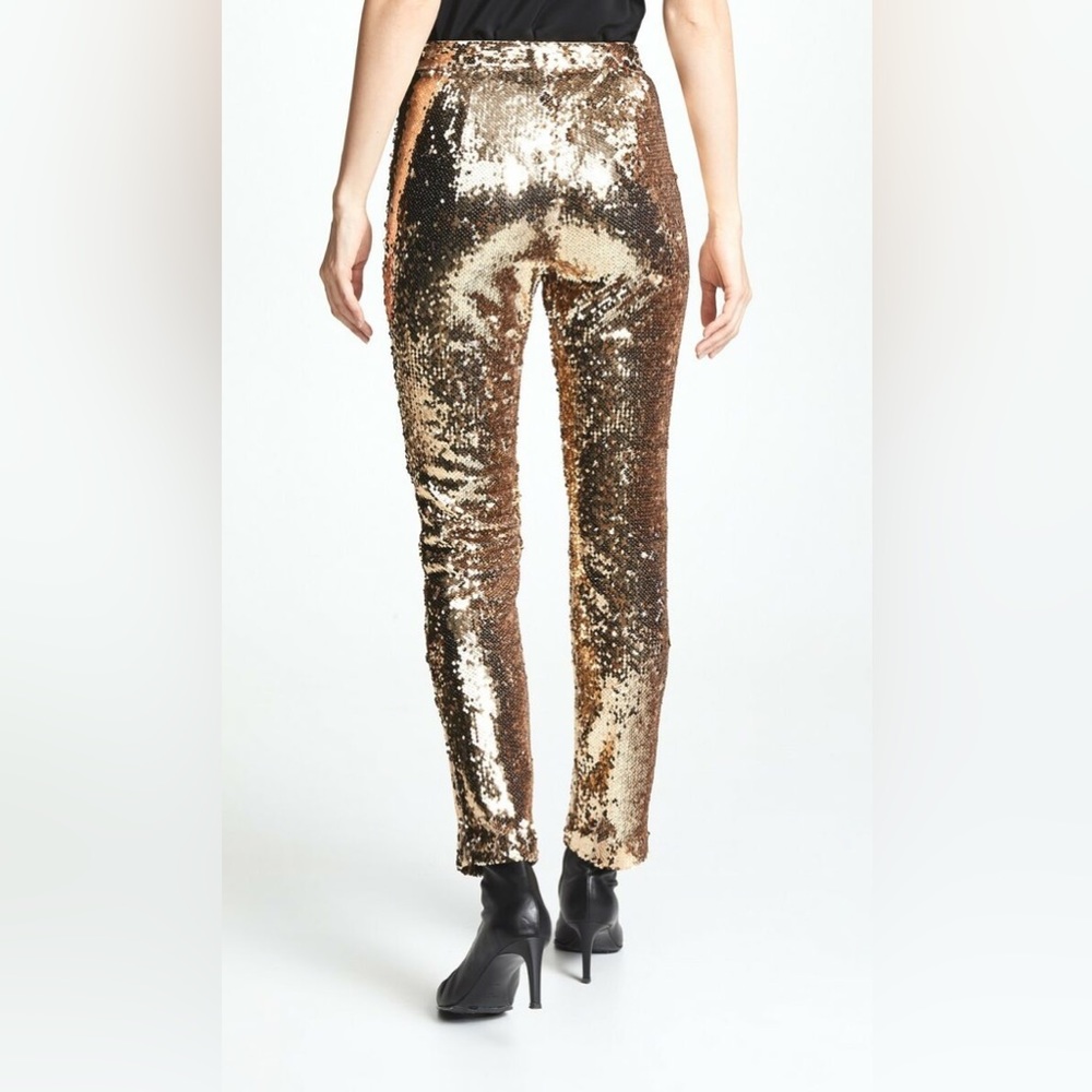 ✨Brand New MILLY high waist skinny pants all in gold sequins Sz 2 ✨ - Picture 3 of 10